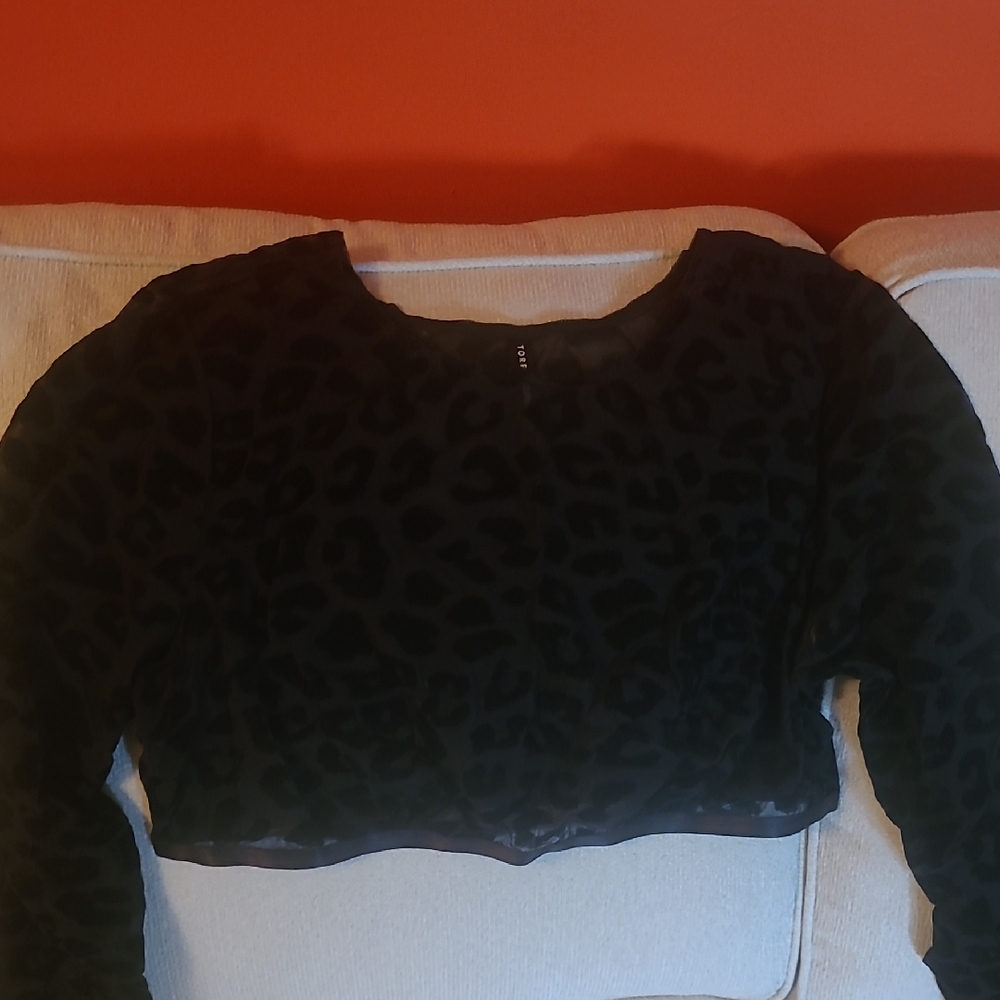 2 For $25 Torrid Black Leopard Print Sheer Crop Top